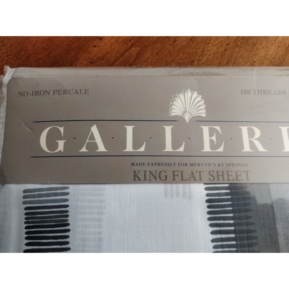 VTG Galleria Springs Mervyn's King Flat Sheet 180 Thread Poly Cotton USA Corbel
